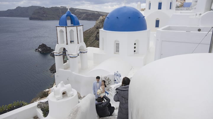 Santorini Island in the Aegean Sea, where seismic activity begins to decrease
