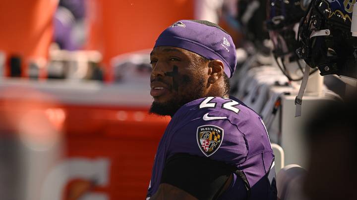 Oct 25, 2026; Baltimore, Maryland, USA; Baltimore Ravens running back Derrick Henry (22) looks on during the first half against the Cincinnati Bengals at M&T Bank Stadium. Mandatory Credit: Tommy Gilligan-Imagn Images Oct 25, 2026; Baltimore, Maryland, USA; Baltimore Ravens running back Derrick Henry (22) looks on during the first half against the Cincinnati Bengals at M&T Bank Stadium. Mandatory Credit: Tommy Gilligan-Imagn Images