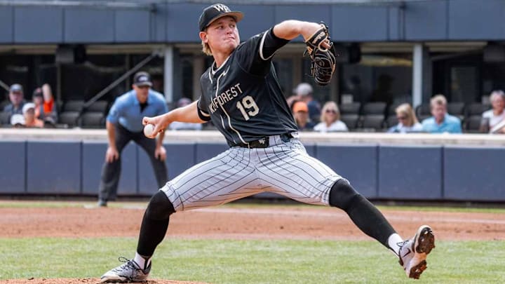 Cover imageTroy Dressler delivers a pitch against the Virginia Cavaliers.