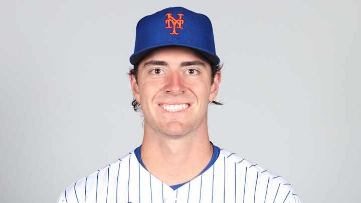 Mar 1, 2021; Port St. Lucie, FL, USA; New York Mets Matt Allan #93 poses during media day at Clover Park. Mandatory Credit: MLB photos via Imagn Images Mar 1, 2021; Port St. Lucie, FL, USA; New York Mets Matt Allan #93 poses during media day at Clover Park. Mandatory Credit: MLB photos via Imagn Images