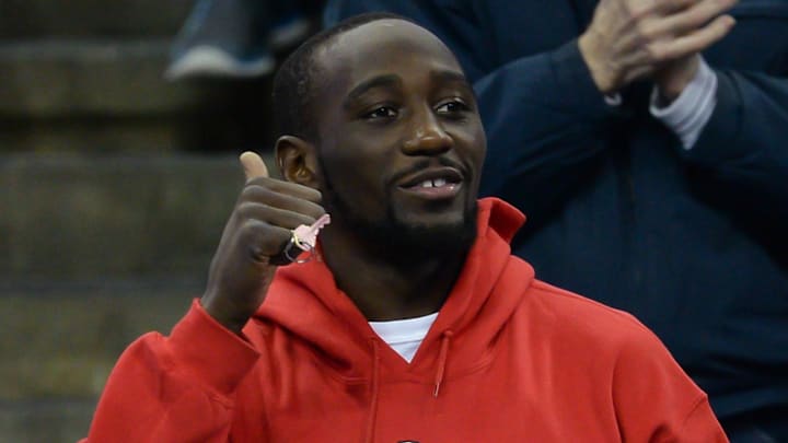 Light welterweight boxing champion Terence Crawford acknowledges the crowd during a break in the game between the Creighton Bluejays and the Longwood Lancers at CenturyLink Center Omaha. Creighton defeated Longwood 113-58. Mandatory Credit: Steven Branscombe-Imagn Images Light welterweight boxing champion Terence Crawford acknowledges the crowd during a break in the game between the Creighton Bluejays and the Longwood Lancers at CenturyLink Center Omaha. Creighton defeated Longwood 113-58. Mandatory Credit: Steven Branscombe-Imagn Images