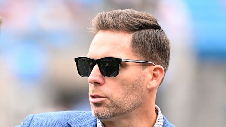 Sep 29, 2024; Charlotte, North Carolina, USA; Carolina Panthers general manager Dan Morgan before the game at Bank of America Stadium. 