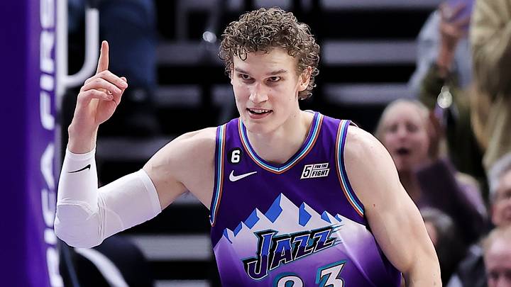 Nov 18, 2022; Salt Lake City, Utah, USA; Utah Jazz forward Lauri Markkanen (23) reacts after a dunk against the Phoenix Suns in the second half at Vivint Arena. Mandatory Credit: Rob Gray-USA TODAY Sports Nov 18, 2022; Salt Lake City, Utah, USA; Utah Jazz forward Lauri Markkanen (23) reacts after a dunk against the Phoenix Suns in the second half at Vivint Arena. Mandatory Credit: Rob Gray-USA TODAY Sports