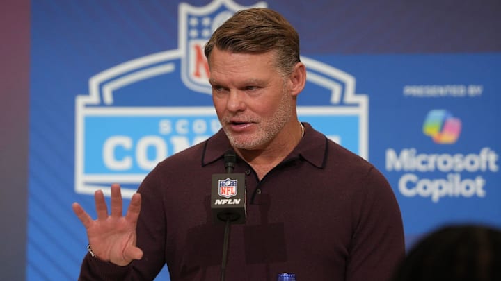 Indianapolis Colts general manager Chris Ballard meets with the media at the 2026 NFL Combine.