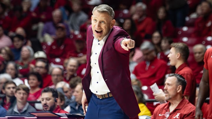 Alabama head coach Nate Oats calls a play in the second half against Clemson on Dec. 3, 2025. Alabama head coach Nate Oats calls a play in the second half against Clemson on Dec. 3, 2025.