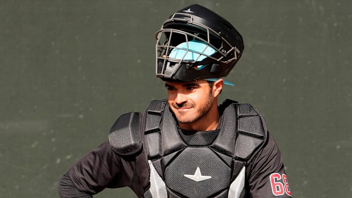 Arizona Diamondbacks catcher Aramis Garcia during spring training practice at Salt River Fields at Talking Stick in Scottsdale on Feb. 13, 2025.