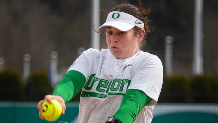 Coming in during the fourth in a tight ball game Taylour Spencer pitched an inning and two-thirds of scoreless relief to keep the Ducks in the game.