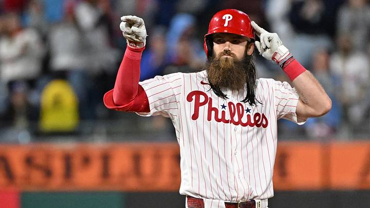 Sep 22, 2026; Philadelphia, Pennsylvania, USA; Philadelphia Phillies left fielder Brandon Marsh (16) celebrates his RBI double during the eighth inning against the Milwaukee Brewers at Citizens Bank Park. Mandatory Credit: Eric Hartline-Imagn Images Sep 22, 2026; Philadelphia, Pennsylvania, USA; Philadelphia Phillies left fielder Brandon Marsh (16) celebrates his RBI double during the eighth inning against the Milwaukee Brewers at Citizens Bank Park. Mandatory Credit: Eric Hartline-Imagn Images