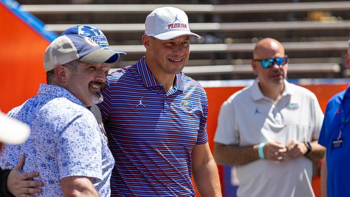 Florida head coach Jon Sumrall poses with fans after the Orange and Blue game at Steve Spurrier Field at Ben Hill Griffin Stadium in Gainesville, FL on Saturday, April 11, 2026. [Alan Youngblood/Gainesville Sun]