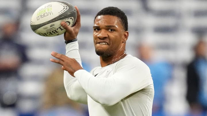 Indianapolis Colts quarterback Anthony Richardson (5) warms up before an Indianapolis Colts game against the Tennessee Titans on Sunday, Dec. 22, 2024, at Lucas Oil Stadium in Indianapolis. Indianapolis Colts quarterback Anthony Richardson (5) warms up before an Indianapolis Colts game against the Tennessee Titans on Sunday, Dec. 22, 2024, at Lucas Oil Stadium in Indianapolis.