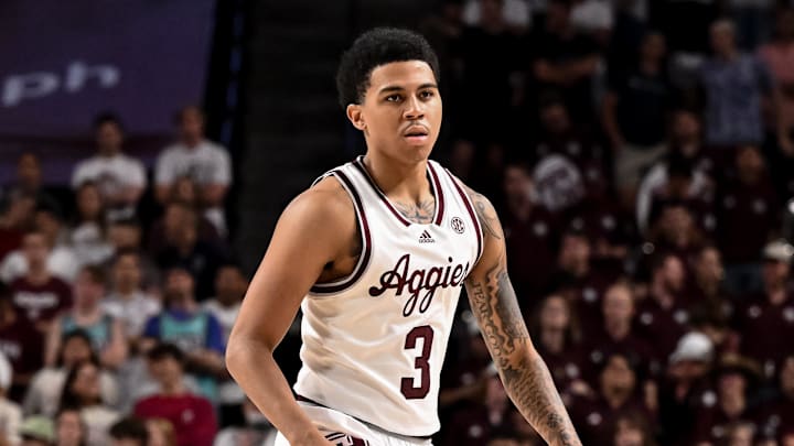 Nov 6, 2023; College Station, Texas, USA; Texas A&M Aggies guard Bryce Lindsay (3) dribbles the ball during the second half against the Texas A&M Commerce at Reed Arena. Mandatory Credit: Maria Lysaker-Imagn Images Nov 6, 2023; College Station, Texas, USA; Texas A&M Aggies guard Bryce Lindsay (3) dribbles the ball during the second half against the Texas A&M Commerce at Reed Arena. Mandatory Credit: Maria Lysaker-Imagn Images