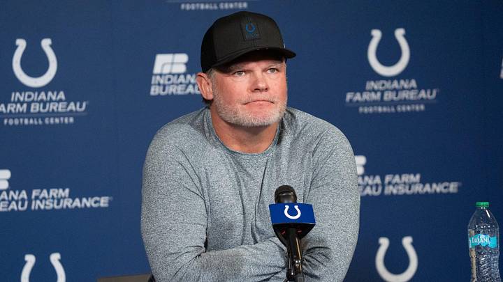 Indianapolis Colts General Manager Chris Ballard speaks with media Thursday, Jan. 8, 2026, at the Colts practice facility in Indianapolis.