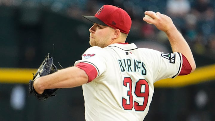 Arizona Diamondbacks starting pitcher Corbin Burnes throws to the Tampa Bay Rays in the first inning at Chase Field in Phoenix, on April 24, 2025.
