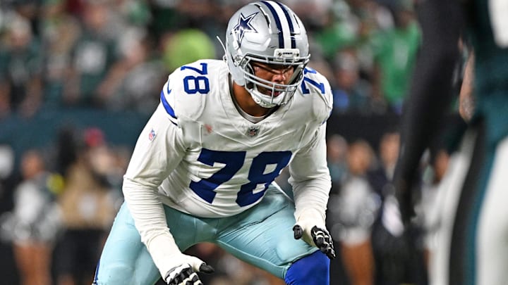 Dallas Cowboys offensive tackle Terence Steele against the Philadelphia Eagles at Lincoln Financial Field. Dallas Cowboys offensive tackle Terence Steele against the Philadelphia Eagles at Lincoln Financial Field.