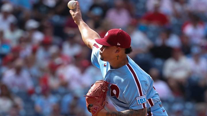 Sep 10, 2026; Philadelphia, Pennsylvania, USA; Philadelphia Phillies pitcher Jhoan Duran (59) throws a pitch during the ninth inning against the Houston Astros at Citizens Bank Park. Mandatory Credit: Bill Streicher-Imagn Images