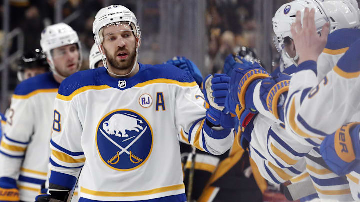Jan 6, 2024; Pittsburgh, Pennsylvania, USA;  Buffalo Sabres left wing Zemgus Girgensons (28)