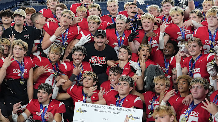 Somers defeated Whitesboro 51-27 to win the Class A NYSPHSAA football championship at the JMA Wireless Dome in Syracuse, New York Dec. 6, 2024.
