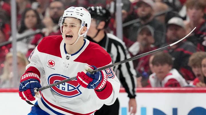 May 21, 2026; Raleigh, North Carolina, USA; Montreal Canadiens right wing Ivan Demidov (93) reacts during the third period against the Carolina Hurricanes in game one of the Eastern Conferene Final of the 2026 Stanley Cup Playoffs at Lenovo Center. Mandatory Credit: James Guillory-Imagn Images May 21, 2026; Raleigh, North Carolina, USA; Montreal Canadiens right wing Ivan Demidov (93) reacts during the third period against the Carolina Hurricanes in game one of the Eastern Conferene Final of the 2026 Stanley Cup Playoffs at Lenovo Center. Mandatory Credit: James Guillory-Imagn Images