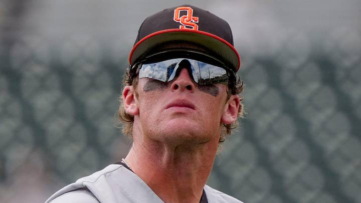 Oklahoma State left fielder Alex Conover. Oklahoma State left fielder Alex Conover.