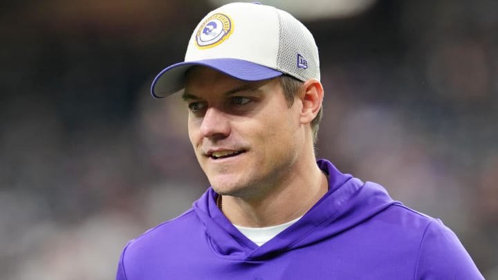 Dec 10, 2023; Paradise, Nevada, USA; Minnesota Vikings head coach Kevin O'Connell walks on the field Dec 10, 2023; Paradise, Nevada, USA; Minnesota Vikings head coach Kevin O'Connell walks on the field