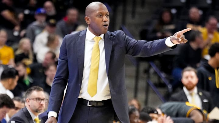 Dec 14, 2024; Columbia, Missouri, USA; Missouri Tigers head coach Dennis Gates reacts to play against the LIU Sharks during the first half at Mizzou Arena. Mandatory Credit: Denny Medley-Imagn Images Dec 14, 2024; Columbia, Missouri, USA; Missouri Tigers head coach Dennis Gates reacts to play against the LIU Sharks during the first half at Mizzou Arena. Mandatory Credit: Denny Medley-Imagn Images