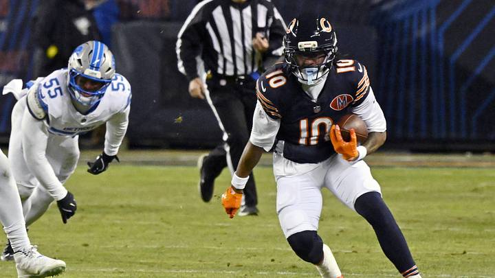 Luther Burden III tries to turn upfield against the Detroit Lions last season. Luther Burden III tries to turn upfield against the Detroit Lions last season.