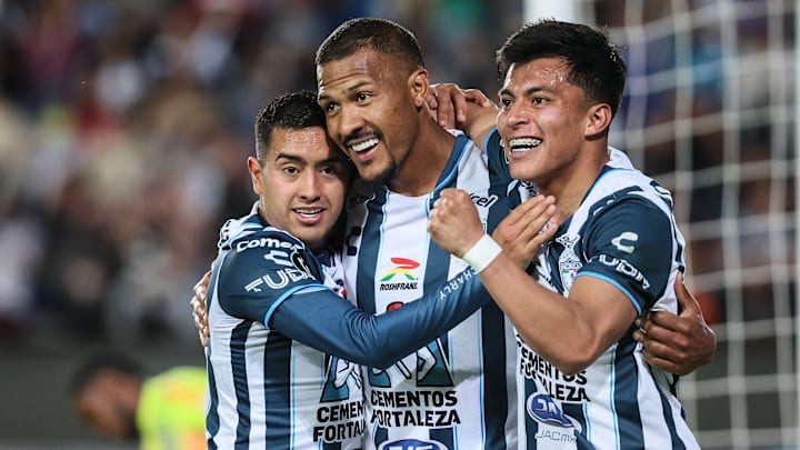 Pachuca had plenty to celebrate Tuesday night, putting a half-dozen shots into the Philadelphia Union net. Salomón Rondón (center) led the way with a hat trick.