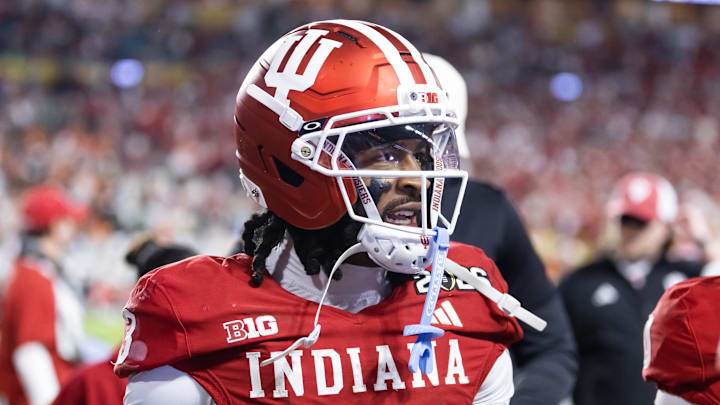Indiana Hoosiers wide receiver Omar Cooper Jr. (3) against the Miami Hurricanes in the College Football Playoff National Championship game at Hard Rock Stadium. 