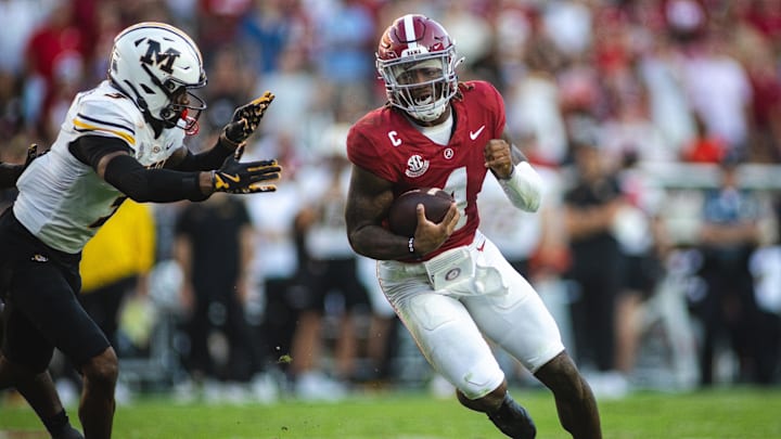 Alabama quarterback Jalen Milroe and the Crimson Tide have a big game with CFP implications this week against LSU.