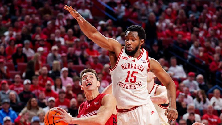 Nebraska forward Jared Garcia plays defense aginast Wisconsin guard Jack Janicki. Nebraska forward Jared Garcia plays defense aginast Wisconsin guard Jack Janicki.