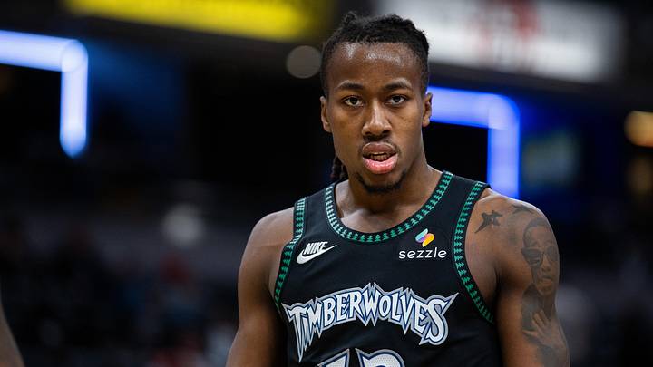 Apr 7, 2026; Indianapolis, Indiana, USA; Minnesota Timberwolves guard Ayo Dosunmu (13) looks on in the second half against the Indiana Pacers at Gainbridge Fieldhouse. Mandatory Credit: Trevor Ruszkowski-Imagn Images
