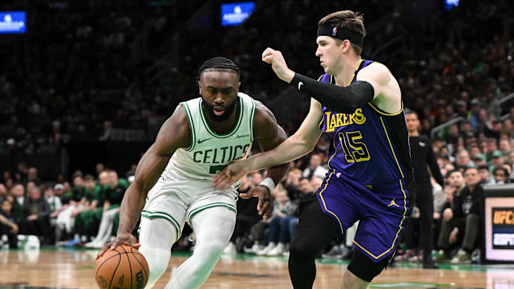 The Boston Celtics and guard Jaylen Brown are favored on Sunday.