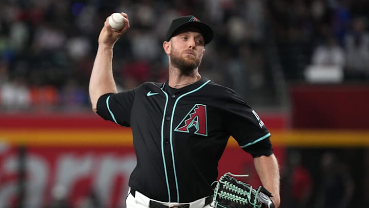 May 7, 2025; Phoenix, Arizona, USA; Arizona Diamondbacks pitcher Merrill Kelly (29) throws against the New York Mets in the first inning at Chase Field. Mandatory Credit: Rick Scuteri-Imagn Images May 7, 2025; Phoenix, Arizona, USA; Arizona Diamondbacks pitcher Merrill Kelly (29) throws against the New York Mets in the first inning at Chase Field. Mandatory Credit: Rick Scuteri-Imagn Images