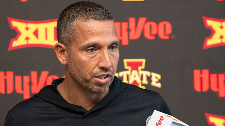 Iowa State football head coach Matt Campbell speaks during Iowa State football media day at Stark Performance Center on July 25, 2025, in Ames. Iowa State football head coach Matt Campbell speaks during Iowa State football media day at Stark Performance Center on July 25, 2025, in Ames.