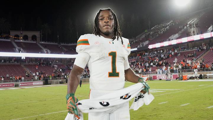 Sep 4, 2026; Stanford, California, USA; Miami Hurricanes quarterback Darian Mensah (10) stands on the field after defeating the Stanford Cardinal at Stanford Stadium. Mandatory Credit: Stan Szeto-Imagn Images Sep 4, 2026; Stanford, California, USA; Miami Hurricanes quarterback Darian Mensah (10) stands on the field after defeating the Stanford Cardinal at Stanford Stadium. Mandatory Credit: Stan Szeto-Imagn Images