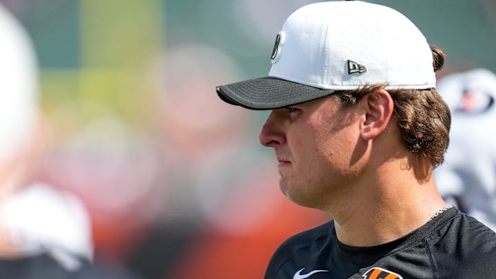 Cincinnati Bengals defensive end Trey Hendrickson (91) watches from the sideline in the fourth quarter of the NFL Preseason Week 3 game between the Cincinnati Bengals and the Indianapolis Colts at Paycor Stadium in Cincinnati on Saturday, Aug. 23, 2025. The Colts won 41-14.