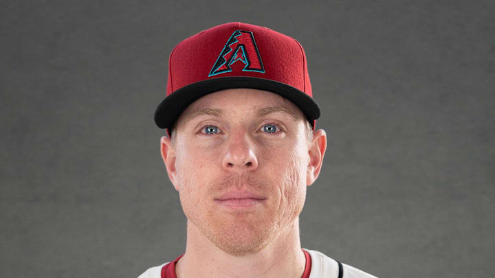 Feb 19, 2025; Scottsdale, AZ, USA; Arizona Diamondbacks pitcher Jeff Brigham (34) poses for a portrait for MLB Media Day at Salt River Fields.  Mandatory Credit: Allan Henry-Imagn Images