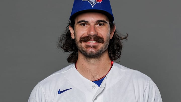 Toronto Blue Jays pitcher Dylan Cease (84) poses for a photo during media day at the Player Development Complex. 