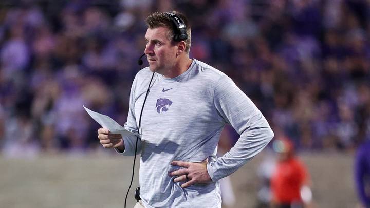 Sep 6, 2025; Manhattan, Kansas, USA; Kansas State Wildcats defensive coordinator Joe Klanderman 