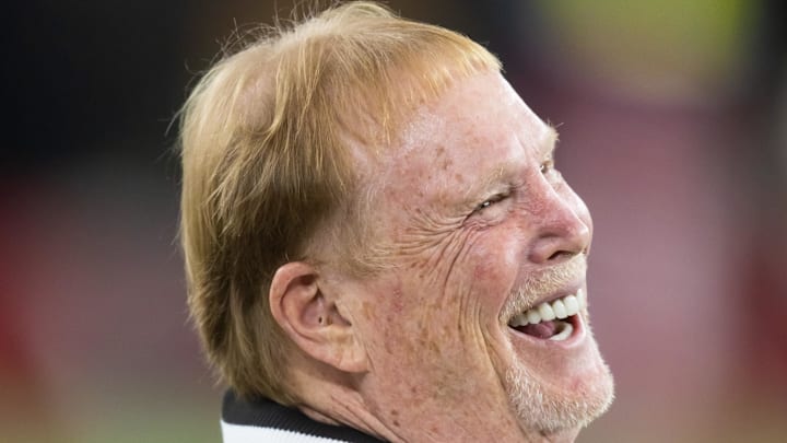 Aug 23, 2025; Glendale, Arizona, USA; Las Vegas Raiders owner Mark Davis against the Arizona Cardinals during a preseason NFL game at State Farm Stadium. Mandatory Credit: Mark J. Rebilas-Imagn Images