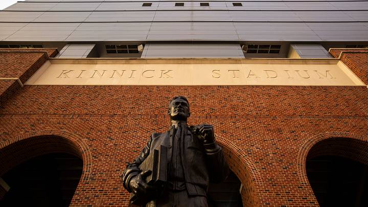 A statue of Nile Kinnick is pictured, Sunday, June 30, 2019, at Kinnick Stadium in Iowa City, Iowa. A statue of Nile Kinnick is pictured, Sunday, June 30, 2019, at Kinnick Stadium in Iowa City, Iowa.