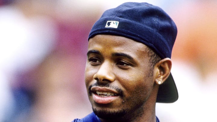 1998, Baltimore, MD, USA; FILE PHOTO; Seattle Mariners center fielder Ken Griffey Jr. on the field prior to the game against the Baltimore Orioles at Camden Yards during the 1998 season. Mandatory Credit: RVR Photos-Imagn Images