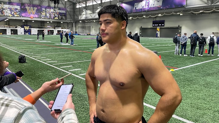 Sebastian Valdez was a Husky Pro Day standout. 