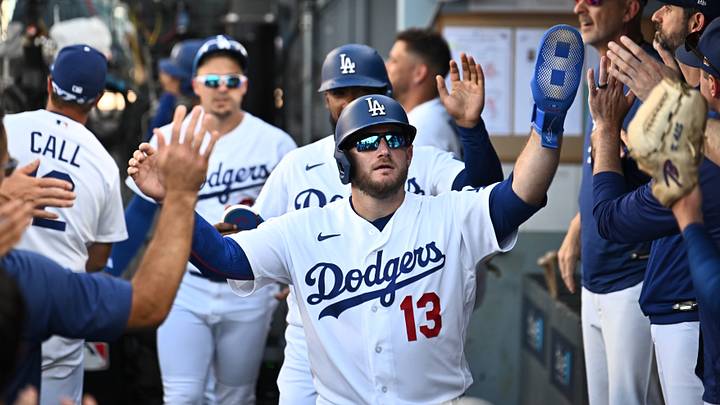 Aug 2, 2026; Los Angeles, California, USA; Los Angeles Dodgers third baseman Max Muncy (13) celebrates after a run during the second inning against the Boston Red Sox at Dodger Stadium. Mandatory Credit: Jonathan Hui-Imagn Images Aug 2, 2026; Los Angeles, California, USA; Los Angeles Dodgers third baseman Max Muncy (13) celebrates after a run during the second inning against the Boston Red Sox at Dodger Stadium. Mandatory Credit: Jonathan Hui-Imagn Images