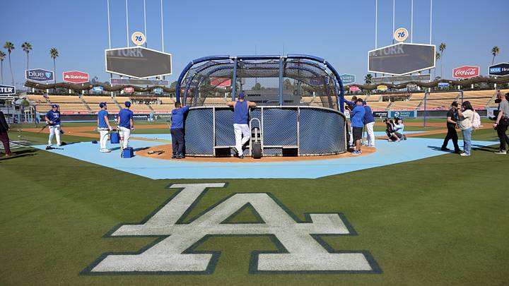 Oct 25, 2024; Los Angeles, California, USA; General view of the logo on the field before game one between the New York Yankees and the Los Angeles Dodgers in the 2024 MLB World Series at Dodger Stadium. Mandatory Credit: Jayne Kamin-Oncea-Imagn Images Oct 25, 2024; Los Angeles, California, USA; General view of the logo on the field before game one between the New York Yankees and the Los Angeles Dodgers in the 2024 MLB World Series at Dodger Stadium. Mandatory Credit: Jayne Kamin-Oncea-Imagn Images