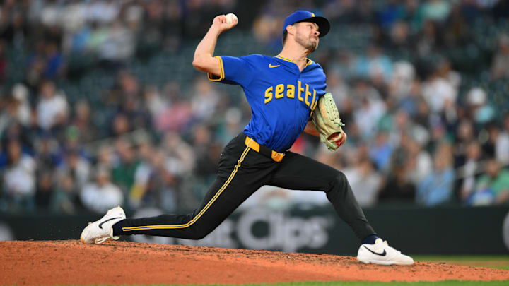 Seattle Mariners reliever Matt Brash throws during a game against the Washington Nationals on May 29 at T-Mobile Park.