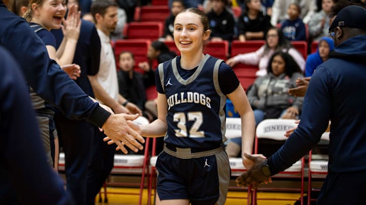 West Albany’s Payton Starwalt (32) set the single-season record for 3-pointers made this year in leading the Bulldogs to the 5A title.