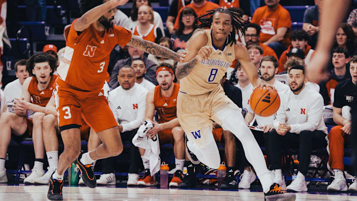 Tyler Harris heads to the basket against Nebraska. 