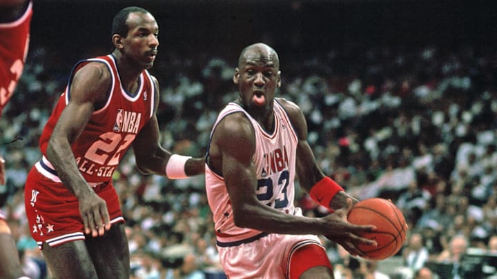 Feb 11, 1990; Miami, FL, USA; FILE PHOTO; Chicago Bulls guard (23) Michael Jordan during the 1990 NBA All-Star Game