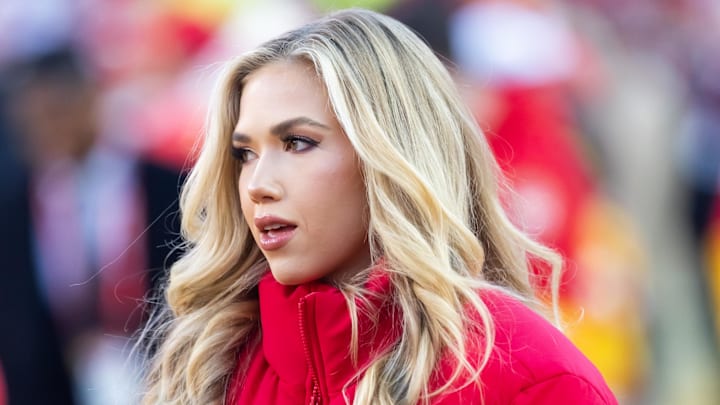 Jan 26, 2025; Kansas City, MO, USA; Kansas City Chiefs ownership family member Gracie Hunt prior to the game against the Buffalo Bills in the AFC Championship game at GEHA Field at Arrowhead Stadium. 